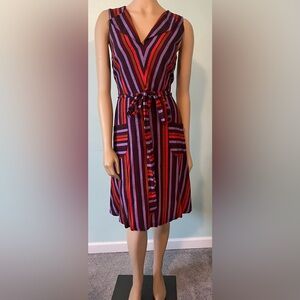 Modcloth Striped Midi Dress - Red and Purple